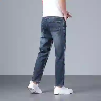 帝狼牛 潮流直筒舒适显瘦弹力合体宽松商务休闲九分时尚百搭牛仔裤 男女同款