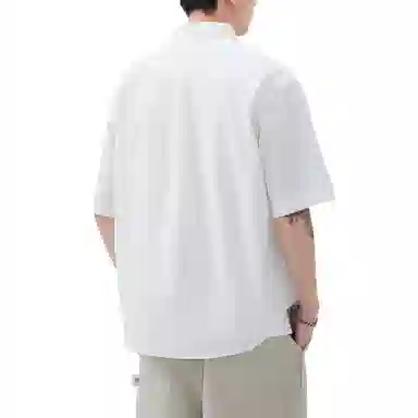 帝狼牛 极简风潮牌休闲纯色翻领纯棉透气吸汗宽松百搭短袖衬衫 男女同款
