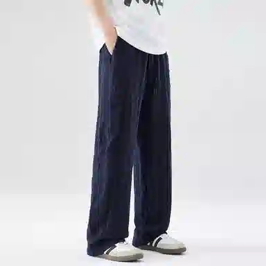 帝狼牛 纯色舒适百搭时尚简约慵懒长裤休闲裤 男女同款