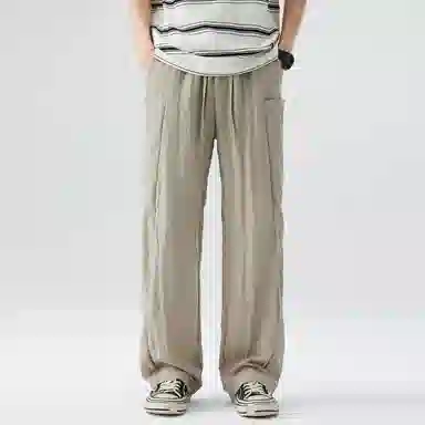 帝狼牛 纯色舒适百搭时尚简约慵懒长裤休闲裤 男女同款