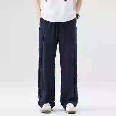 帝狼牛 纯色舒适百搭时尚简约慵懒长裤休闲裤 男女同款