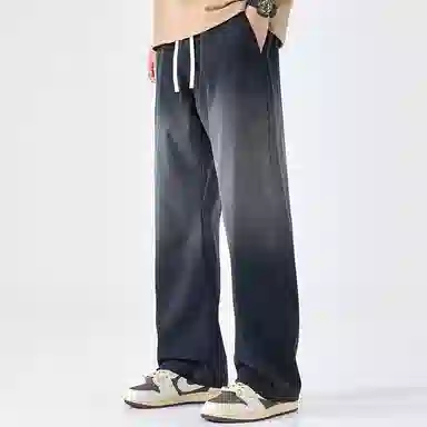 帝狼牛 复古做旧渐变舒适百搭宽松直筒休闲裤 男款