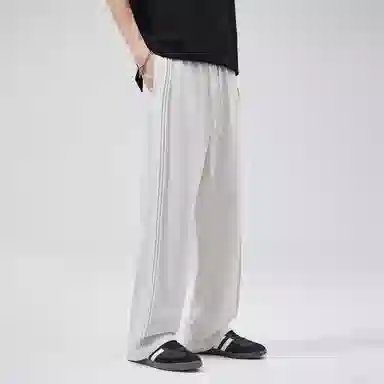 帝狼牛 美式复古高街潮牌侧边褶皱垂感跑步户外宽松舒适百搭直筒运动 休闲裤 男女同款