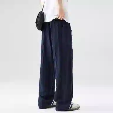 帝狼牛 纯色舒适百搭时尚简约慵懒长裤休闲裤 男女同款