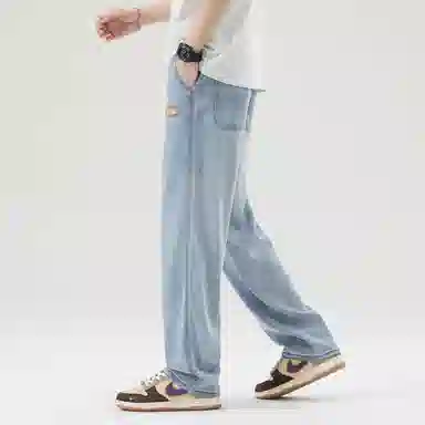 帝狼牛 美式复古高街水洗做旧基础款舒适亲肤透气直筒通勤百搭废土风垂感时尚休闲中腰宽松简约牛仔裤 男女同款