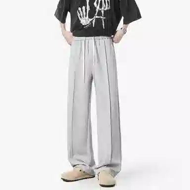 帝狼牛 纯色简约户外运动宽松系带直筒舒适休闲裤 男女同款