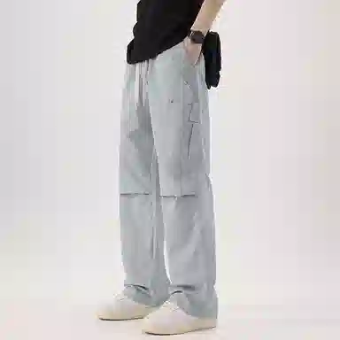 帝狼牛 纯色垂感柔软舒适百搭户外中腰潮牌直筒休闲裤 男女同款
