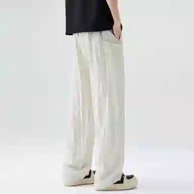 帝狼牛 纯色舒适百搭时尚简约慵懒长裤休闲裤 男女同款