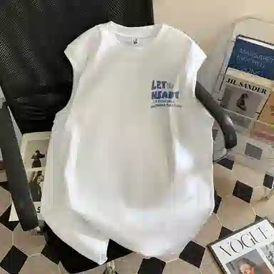 诗丹帝国 美式复古高街宽松重磅纯棉运动透气夏季无袖背心 男女同款
