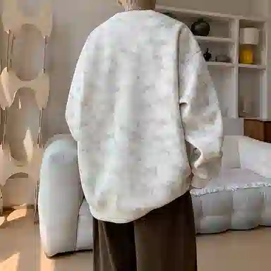 诗丹帝国 潮牌重磅圆领外套春秋男士美式复古扎染青少年学生大码宽松情侣款长袖无帽卫衣 男款