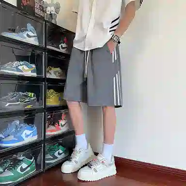 诗丹帝国 美式复古速干字母简约基础款宽松舒适百搭户外运动跑步训练中腰五分休闲短裤 男女同款