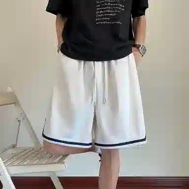 诗丹帝国 夏季潮牌简约纯色运动五分裤复古街头宽松百搭休闲短裤 男款