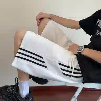 诗丹帝国 美式复古速干字母简约基础款宽松舒适百搭户外运动跑步训练中腰五分休闲短裤 男女同款