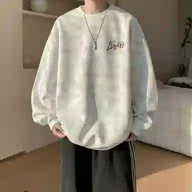 诗丹帝国 青少年美式扎染脏脏圆领外套春秋潮牌大码宽松上衣服情侣款无帽卫衣 男款