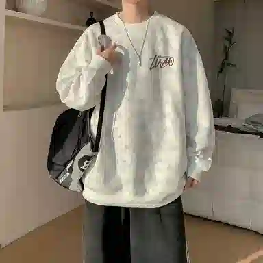 诗丹帝国 青少年美式扎染脏脏圆领外套春秋潮牌大码宽松上衣服情侣款无帽卫衣 男款