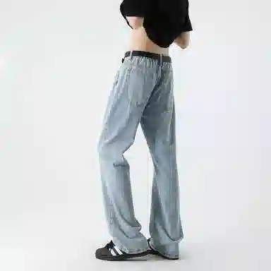 诗丹帝国 美式高街宽松直筒舒适百搭休闲牛仔裤 男款