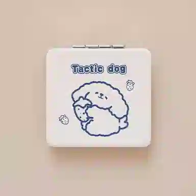 轻迎 小熊兔子化妆镜卡通桌面便携随身补妆镜双面折折叠镜宿舍旅行镜子