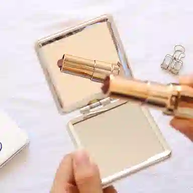 轻迎 小熊兔子化妆镜卡通桌面便携随身补妆镜双面折折叠镜宿舍旅行镜子