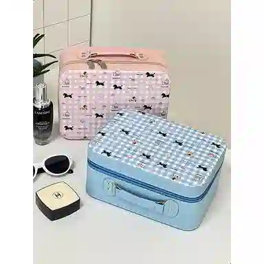 轻迎 可爱 带镜子 化妆箱 收纳箱 手提箱便携旅行宿舍大容量化妆包 防水多功能