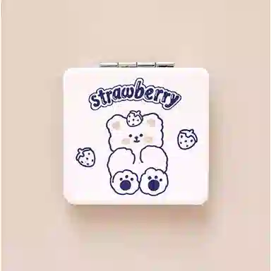 轻迎 小熊兔子化妆镜卡通桌面便携随身补妆镜双面折折叠镜宿舍旅行镜子