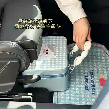 轻迎 大容量带镜子可爱便携式防水化妆箱带镜子收纳箱手提箱洗漱箱便携旅行宿舍手提包