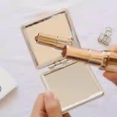 轻迎 小熊兔子化妆镜卡通桌面便携随身补妆镜双面折折叠镜宿舍旅行镜子