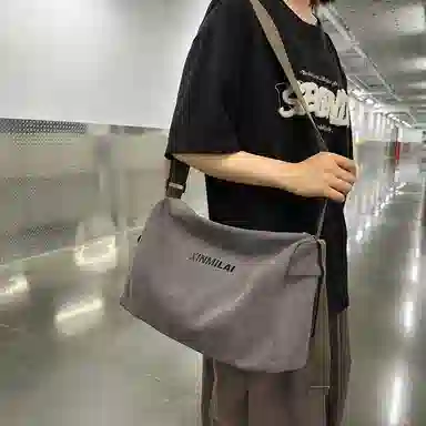 雅鹿 复古休闲旅行休闲简约百搭潮牌 帆布 单肩包帆布包斜挎包 男女同款情侣款 灰色/黑色/绿色/棕色