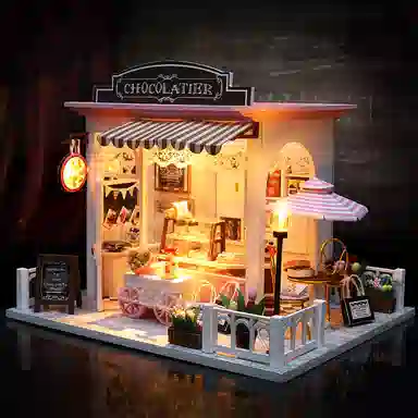 一合鸽 时间咖啡屋小屋欧式店铺木质别墅 拼装模型
