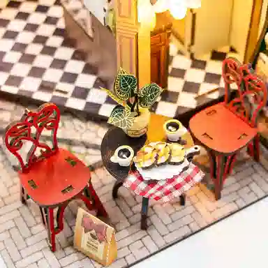 一合鸽 创意小屋面包房立体建筑玩具 拼装模型