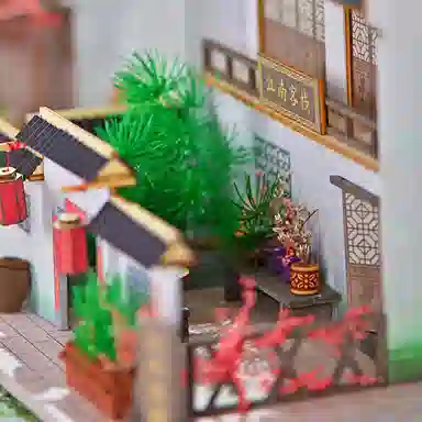 一合鸽 中国风江南客栈创意手工制作房子古风建筑 拼装模型