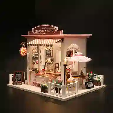 一合鸽 时间咖啡屋小屋欧式店铺木质别墅 拼装模型