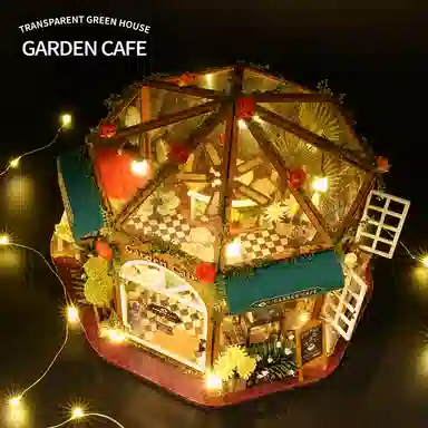 一合鸽 小屋花间咖啡手工建筑 拼装模型