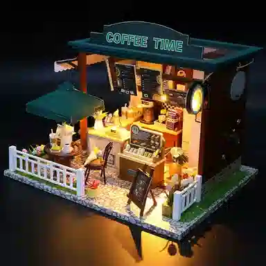 一合鸽 时间咖啡屋小屋欧式店铺木质别墅 拼装模型