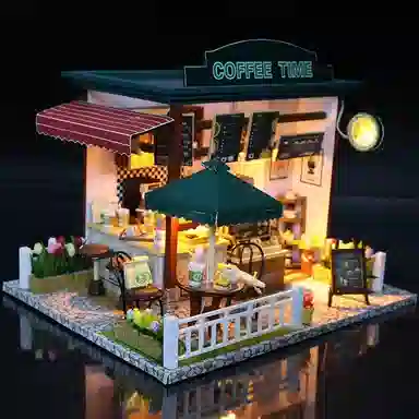 一合鸽 时间咖啡屋小屋欧式店铺木质别墅 拼装模型