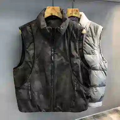 太空冷调肌理感鸭绒工装宽松保暖背心  羽绒马甲  男款