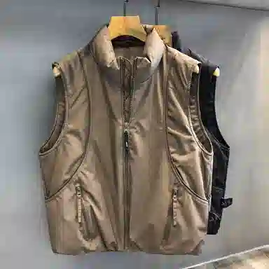 太空冷调肌理感鸭绒工装宽松保暖背心  羽绒马甲  男款