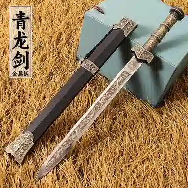 天予小镇 不锈钢宝剑卧龙小汉短剑户外练习道具未开刃 成品模型