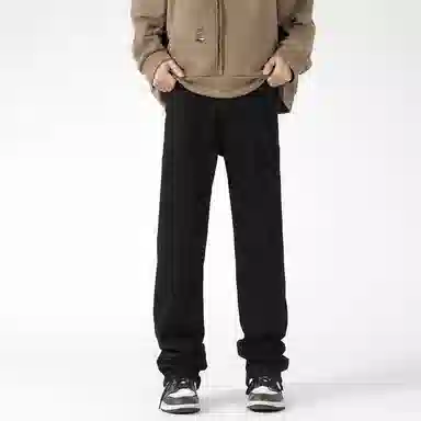 美式高街复古做旧直筒潮流宽松基础纯色显高垂感高腰痞帅设计感休闲百搭款经典牛仔裤 男女同款