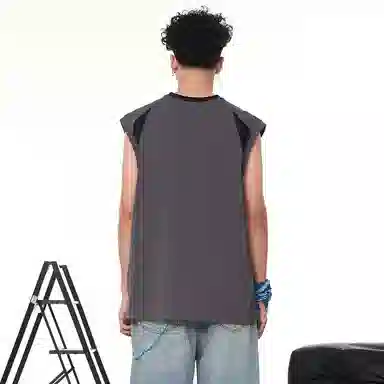 大卫贝肯 宽松舒适透气无性别无袖坎肩休闲宽松舒适圆领美式高街背心 男女同款