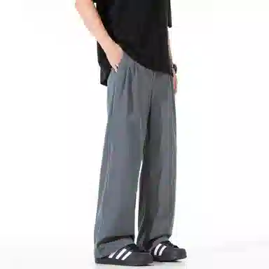 大卫贝肯 纯色简约基础款品牌山本褶皱垂感亲肤薄款透气柔软遛弯裤拖地长款睡裤 男女同款