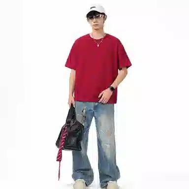 大卫贝肯 纯色宽松适中圆领短袖打底衣 男女同款