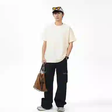 大卫贝肯 纯色宽松适中圆领短袖打底衣 男女同款