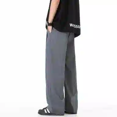 大卫贝肯 纯色简约基础款品牌山本褶皱垂感亲肤薄款透气柔软遛弯裤拖地长款睡裤 男女同款