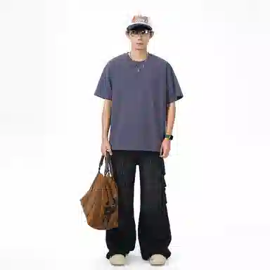 大卫贝肯 纯色宽松适中圆领短袖打底衣 男女同款