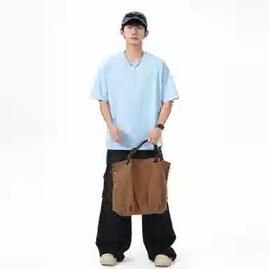 大卫贝肯 纯色宽松适中圆领短袖打底衣 男女同款