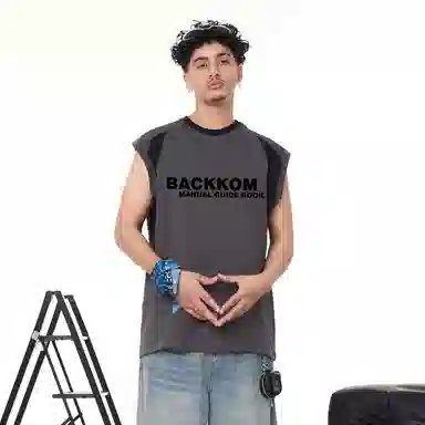 大卫贝肯 宽松舒适透气无性别无袖坎肩休闲宽松舒适圆领美式高街背心 男女同款