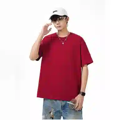 大卫贝肯 纯色宽松适中圆领短袖打底衣 男女同款