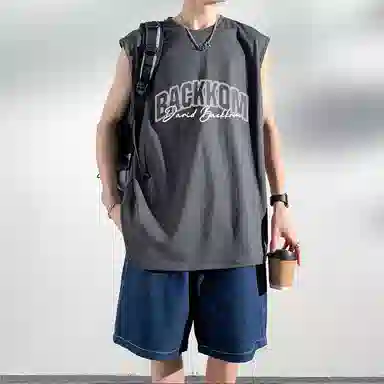 大卫贝肯 透气美式高街基础款套头背心 男款