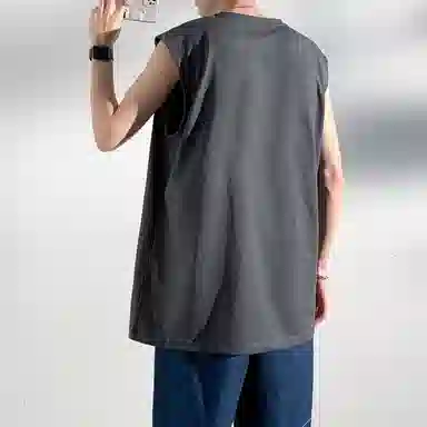 大卫贝肯 基础款美式高街套头坎肩纯色简约无袖宽松背心 男女同款