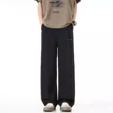 大卫贝肯 纯色简约基础款品牌山本褶皱垂感亲肤薄款透气柔软遛弯裤拖地长款睡裤 男女同款